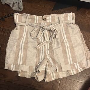 Express Tan and White High Waist Shorts